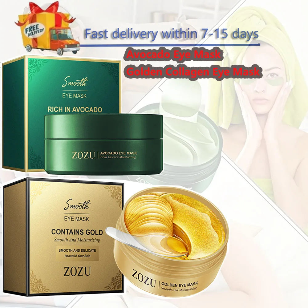Mascarilla de ojos de colágeno dorado de aguacate, bolsas para ojos antiojeras, parches hidratantes reafirmantes para los ojos, crema reparadora para los ojos, productos para el cuidado de la piel