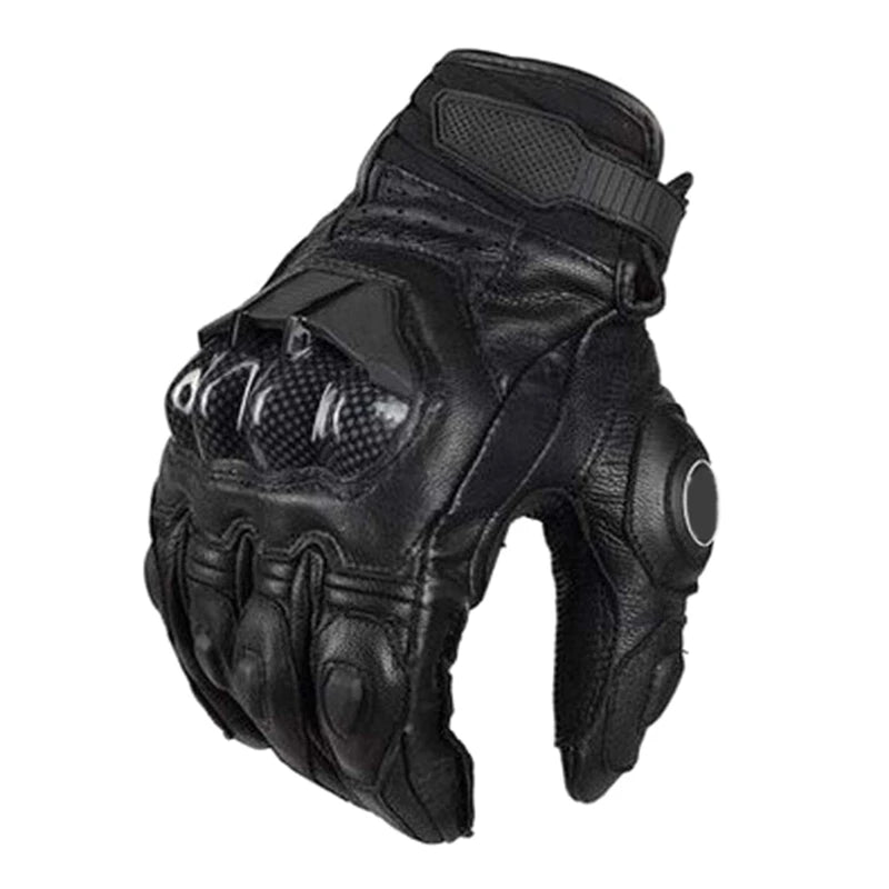 Guantes de moto de cuero PU para hombre, protectores de dedos completos a prueba de viento e impermeables, para montar en moto