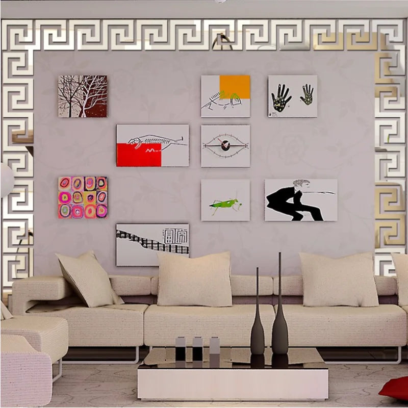 Nuevo 10 Uds. Adhesivo de espejo acrílico con borde de edificio, arte de pared, decoración DIY para el hogar, pegatinas de pared de espejo, decoración para el hogar y la Oficina, 100x100mm