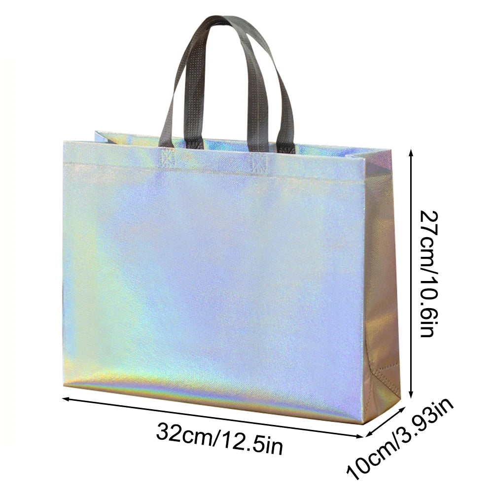 Bolsa de regalo reutilizable plateada, bolsas de compras para comestibles, se aplican a damas de honor, fiesta de cumpleaños, boda, despedida de soltero
