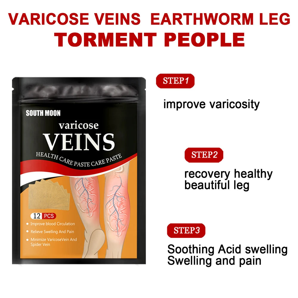Parche para tratamiento de venas varicosas, yeso para hinchazón dolor de piernas, promueve el metabolismo, promueve la circulación sanguínea suave, Unisex, 12/24 unidades