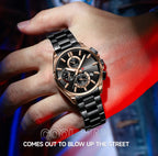 Relojes CURREN para hombre, relojes de lujo de primeras marcas para hombre, cronógrafo Original resistente al agua de acero inoxidable, fase lunar, fecha, esfera giratoria