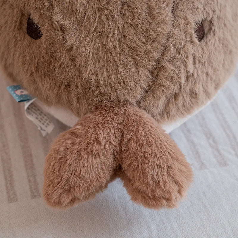 Sello de auriculares de dibujos animados de alta calidad, lontra marina, juguete de peluche, bola, cojín redondo, almohada para niños, regalo de cumpleaños, siesta escolar y sueño