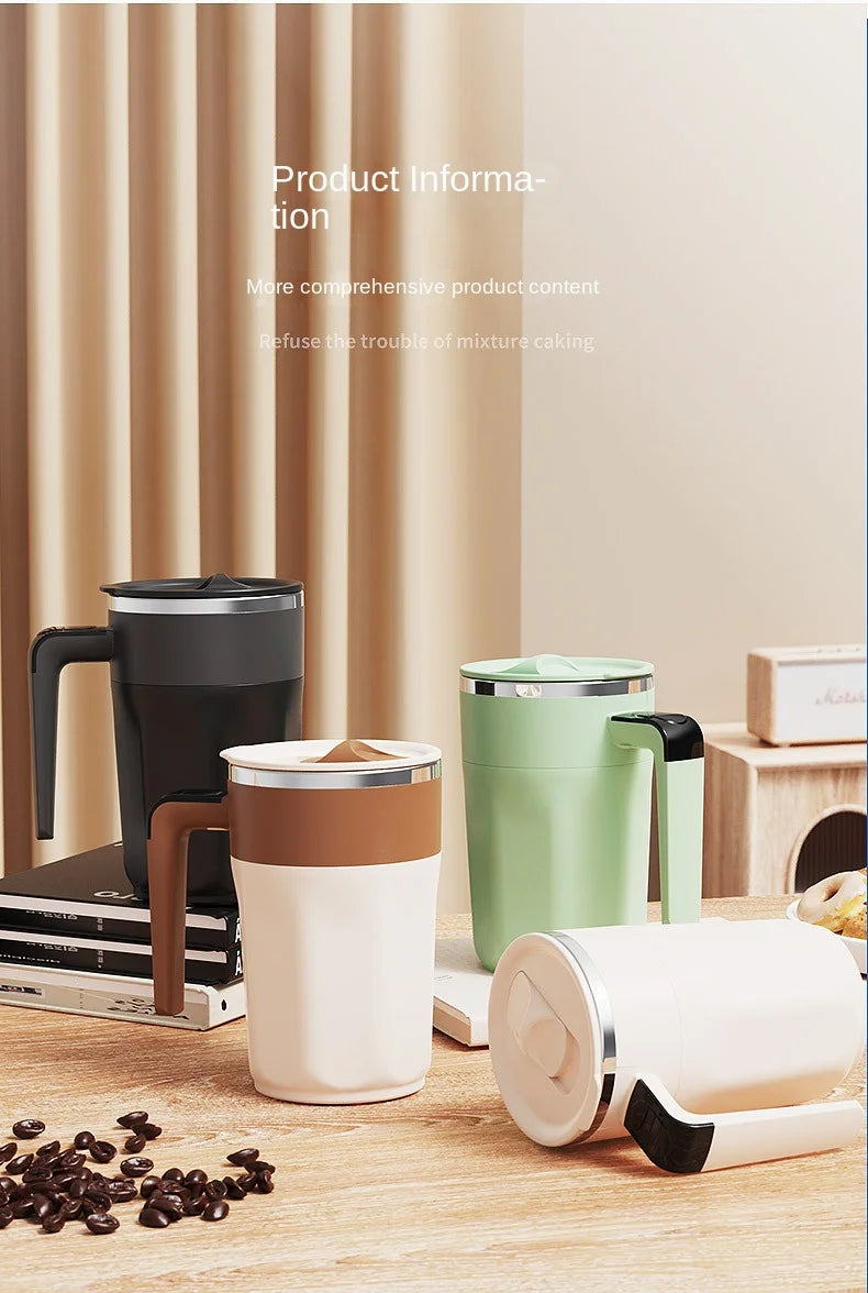 Taza mezcladora de 400ML, taza de café con pantalla LED de temperatura, taza autoagitadora de café y leche con rotación magnética de acero inoxidable 316