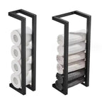 Toallero de baño, estante de almacenamiento de toallas de baño, rollo de toalla de baño de Hotel, estante de papel, colgante de pared negro de acero inoxidable de doble uso