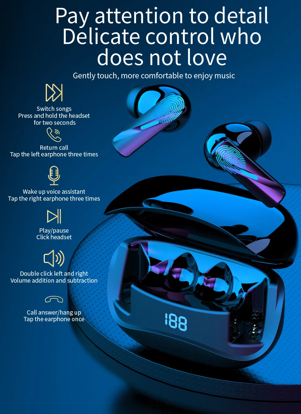 Auriculares Bluetooth inalámbricos verdaderos de alta calidad TWS Mate60, tiempo de reproducción de 12 horas, sonido nítido con pantalla LED de batería