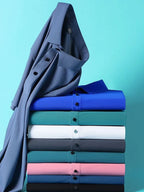 Polo de seda de hielo para hombre, camiseta de manga corta, elástica, sin hierro, fina, ligera, de lujo