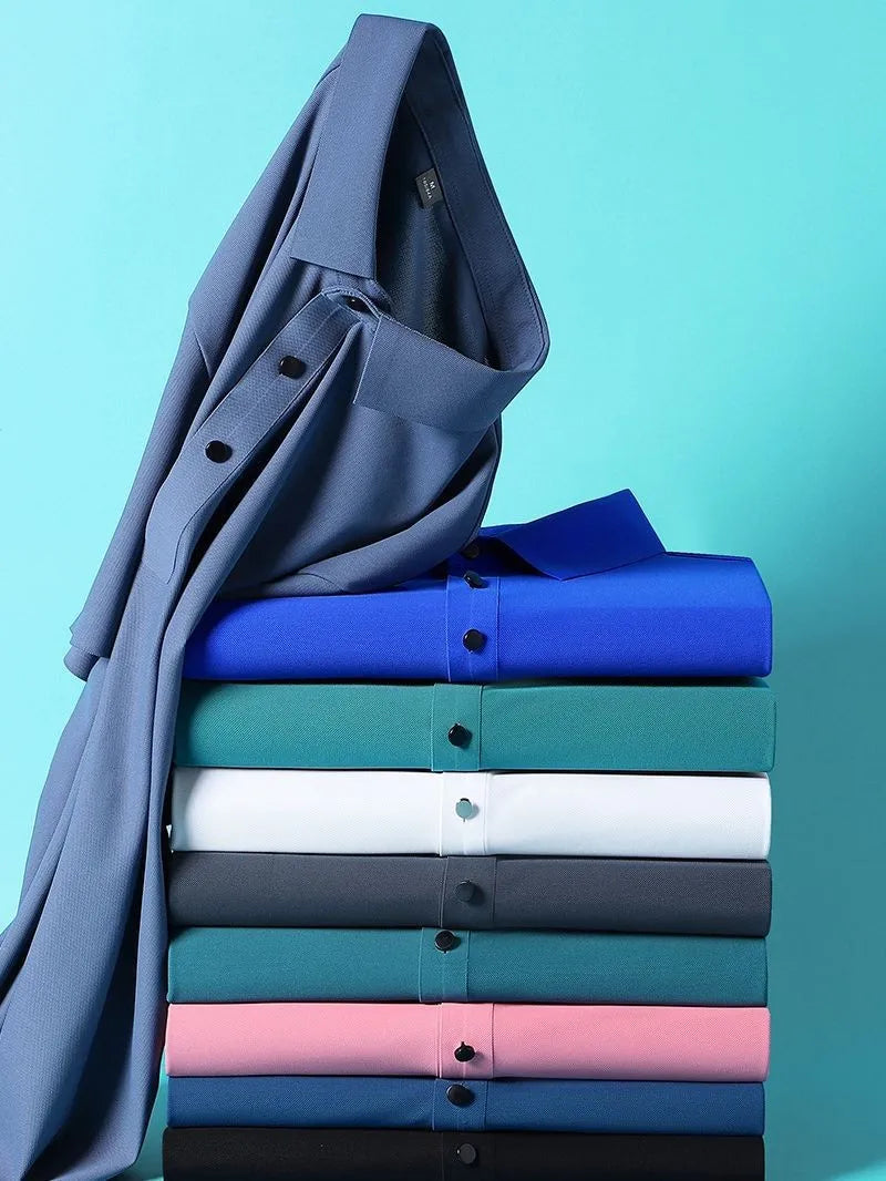 Polo de seda de hielo para hombre, camiseta de manga corta, elástica, sin hierro, fina, ligera, de lujo