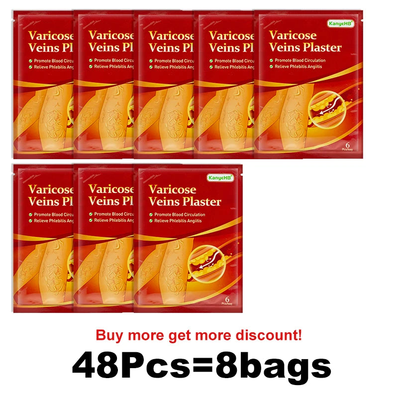 Parche de venas varicosas, eliminación de Vasculitis, flebitis, venas de araña, pierna, medicina Herbal china, yeso para el dolor de venas, 6, 12, 24, 36, 48, 60 piezas