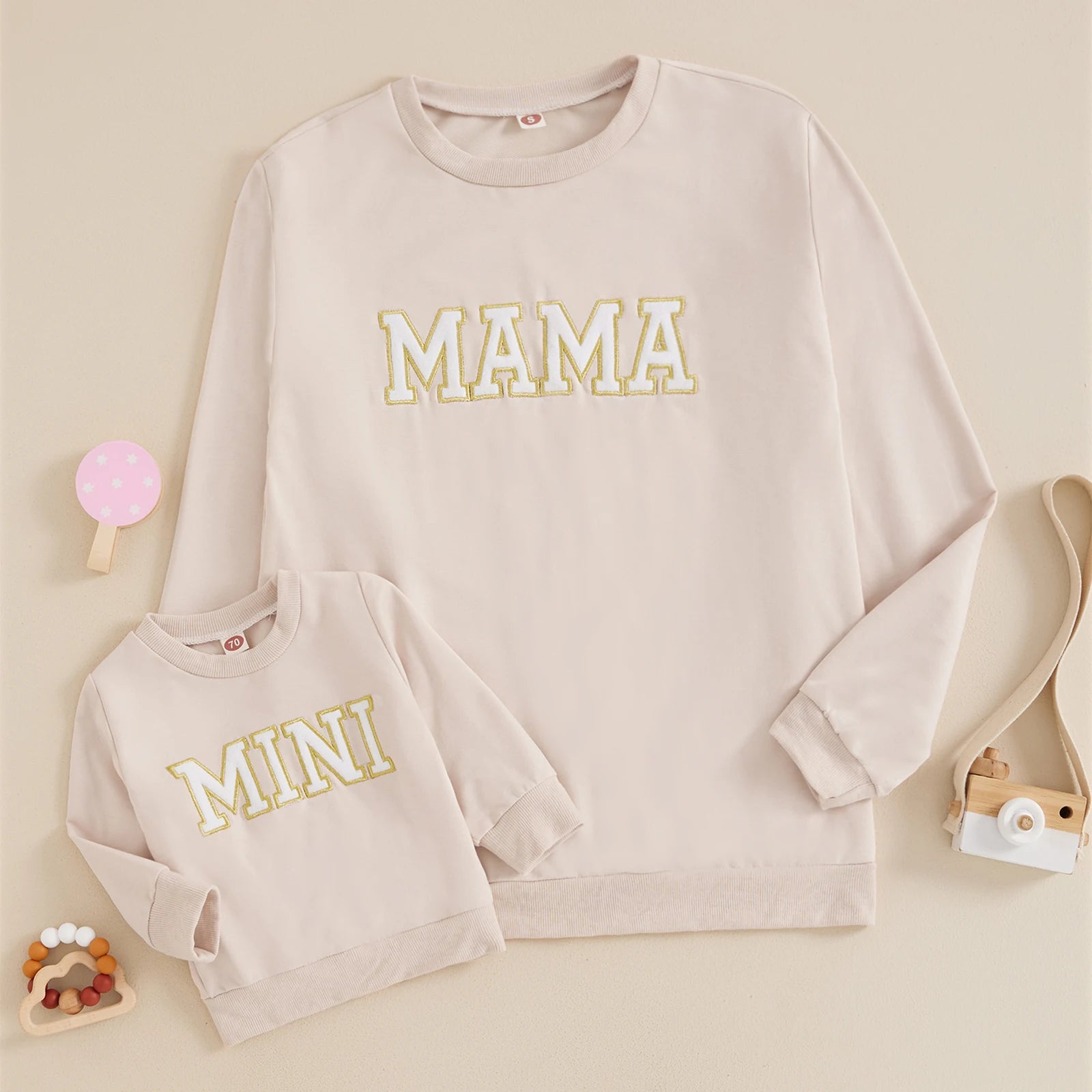 Citgeett primavera mamá y yo trajes a juego 0-3Y Bordado de letras jerseys de manga larga otoño sudadera Tops