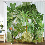 Cortinas de baño de flores, pájaros y plantas europeas, cortina de ducha impermeable, decoración de baño con impresión 3D con gancho, pantalla de baño