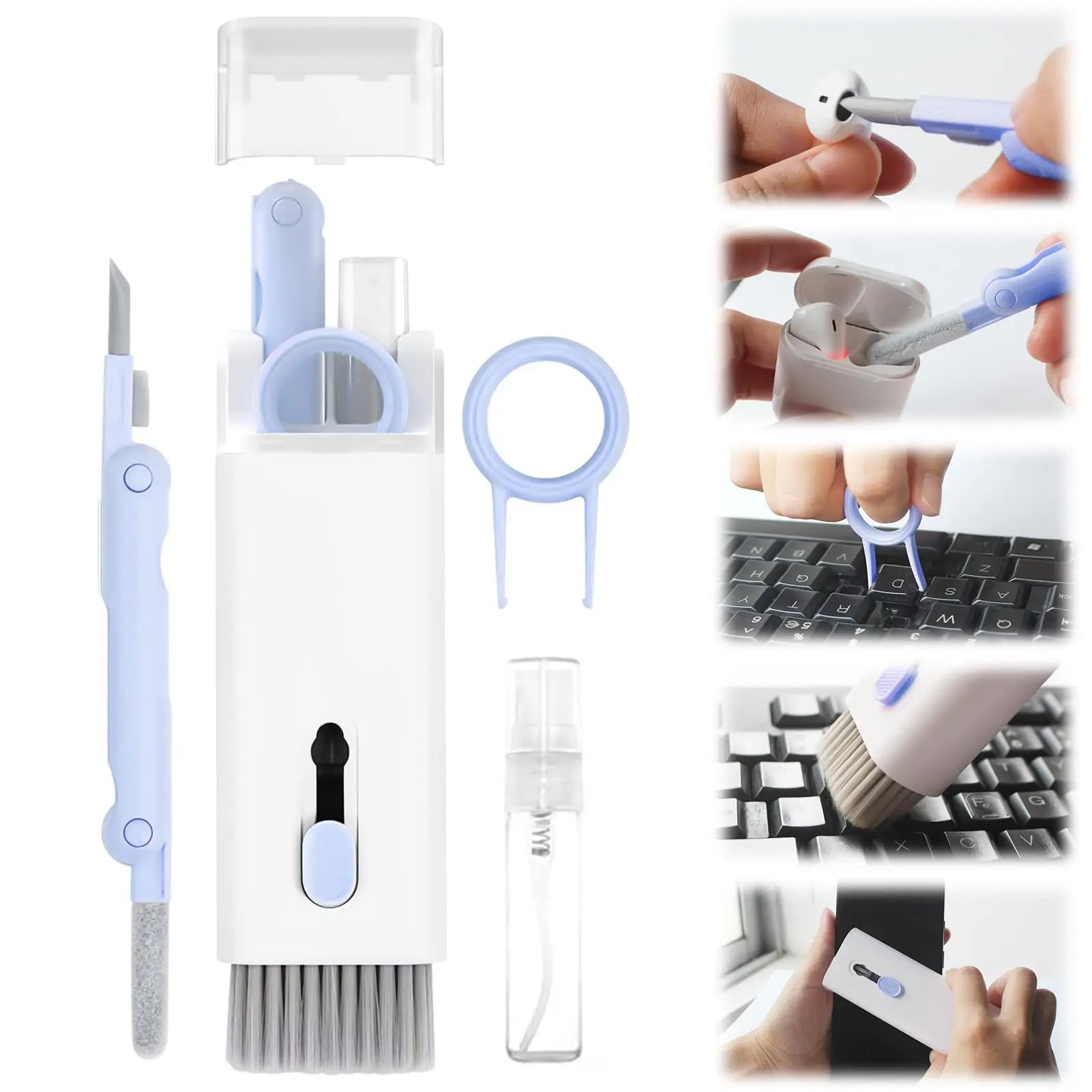 Kit de cepillo de limpieza de teclado 5 en 1, extractor de teclas, limpiador de auriculares para Airpods Pro 1 2 3, caja de auriculares Bluetooth, herramientas de limpieza