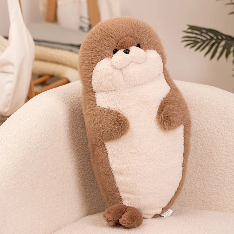 Sello de auriculares de dibujos animados de alta calidad, lontra marina, juguete de peluche, bola, cojín redondo, almohada para niños, regalo de cumpleaños, siesta escolar y sueño