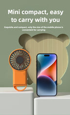 Miniventilador plegable de mano recargable por USB, diseño de dibujos animados con gancho para montañismo, uso en el hogar y la Oficina al aire libre, nuevo