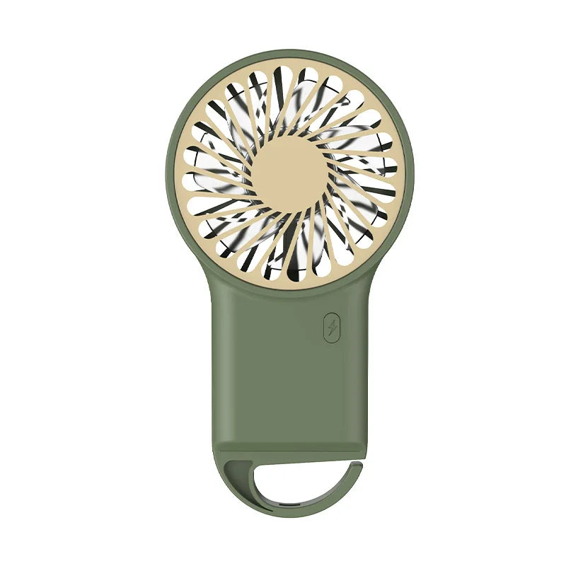 Miniventilador plegable de mano recargable por USB, diseño de dibujos animados con gancho para montañismo, uso en el hogar y la Oficina al aire libre, nuevo