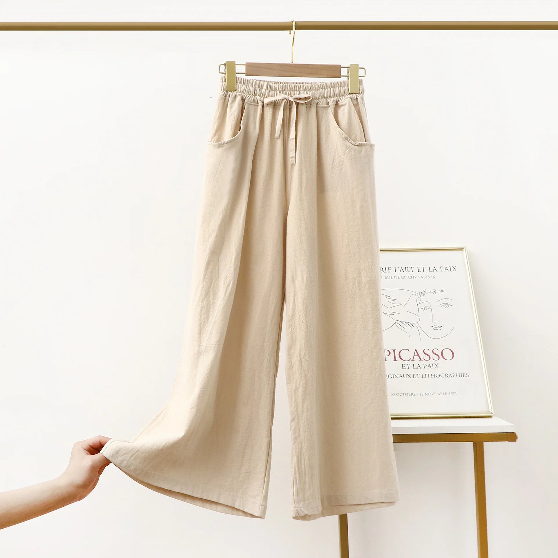 Pantalones De Mujer, nuevos Pantalones De pijama De lino y algodón para Mujer, Pantalones De pierna ancha, ropa De dormir femenina, pantalón para casa para primavera, verano y otoño