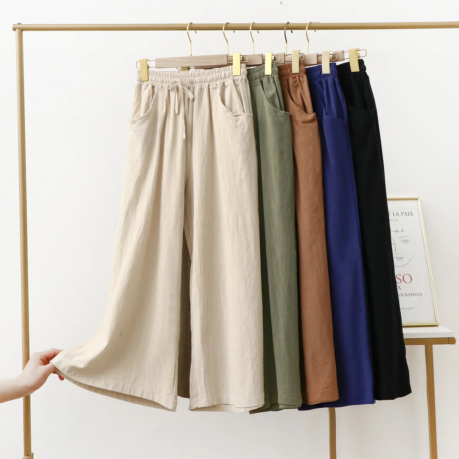 Pantalones De Mujer, nuevos Pantalones De pijama De lino y algodón para Mujer, Pantalones De pierna ancha, ropa De dormir femenina, pantalón para casa para primavera, verano y otoño