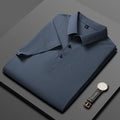 Polo de seda de hielo para hombre, camiseta de manga corta, elástica, sin hierro, fina, ligera, de lujo
