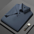 Polo de seda de hielo para hombre, camiseta de manga corta, elástica, sin hierro, fina, ligera, de lujo