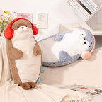 Sello de auriculares de dibujos animados de alta calidad, lontra marina, juguete de peluche, bola, cojín redondo, almohada para niños, regalo de cumpleaños, siesta escolar y sueño