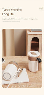 Taza mezcladora de 400ML, taza de café con pantalla LED de temperatura, taza autoagitadora de café y leche con rotación magnética de acero inoxidable 316
