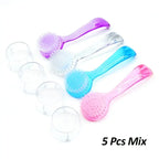 Nuevo cepillo de plástico para uñas, suave, elimina el polvo, maquillaje, cepillos de lavado, polvo de cabeza redonda, limpieza con tapa, pedicura