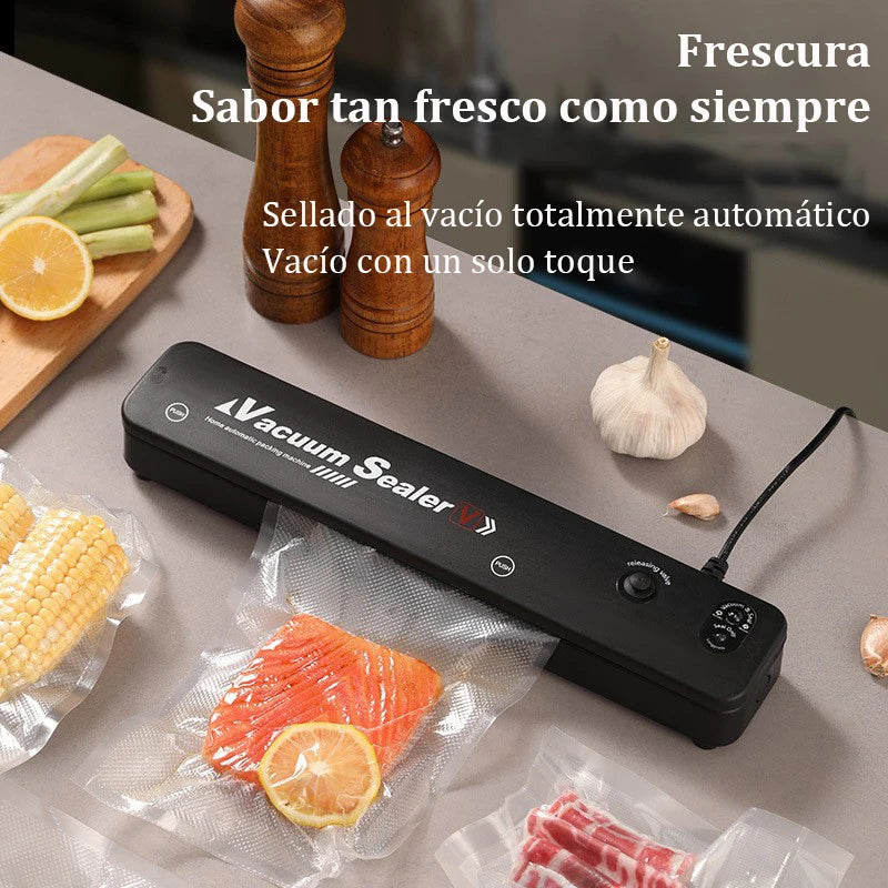 Máquina de envasado al vacío, 220V/110V, con 10Uds,De bolsas de vacío gratis, sellador al vacío de alimentos negro para el hogar