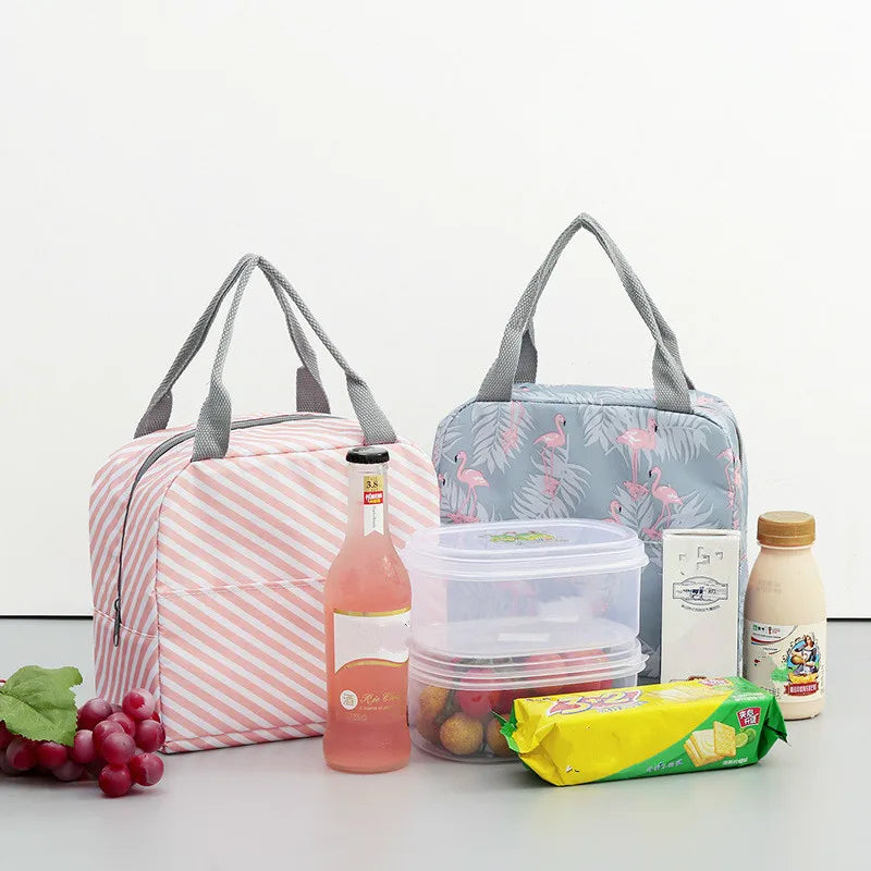 Fiambrera más fresca con patrón funcional, bolsa de almuerzo de lona con aislamiento portátil, bolsas térmicas para comida, Picnic, bolsas de almuerzo para mujeres y niños