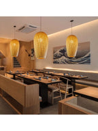 Lámparas colgantes tejidas a mano de estilo chino, 18/19/30cm, accesorios de iluminación para decoración del hogar y restaurante, lámpara colgante de bambú