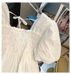 Blusa de Gasa con Manga Abullonada y Cuello Cuad, Estilo Verano 2025, para Mujer, Talla Pequeña
