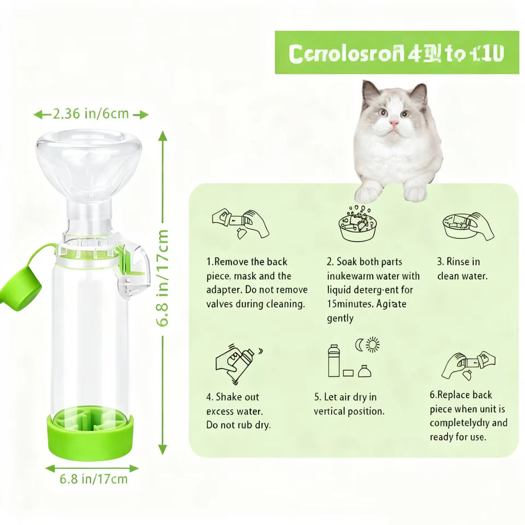 Tanque nebulizador para mascotas, para gatos o perros. Almohadilla de mano para administrar medicamentos a mascotas, equipada con indicador de respiración.