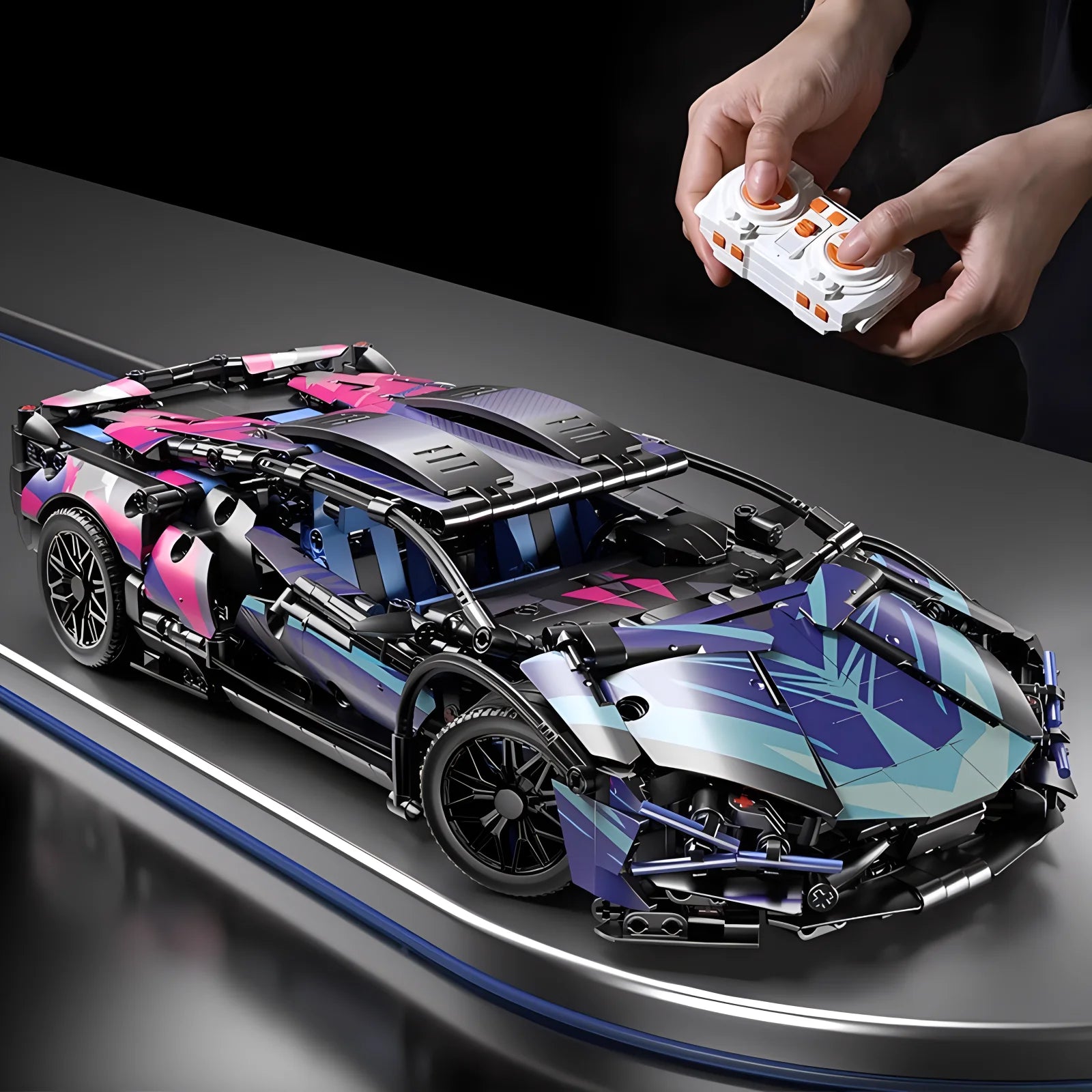 Modelo de coche deportivo de carreras técnico, bloques de construcción técnicos para adultos 1:14, supercoche DIY, rompecabezas de ladrillos, juguetes para niños y adultos, regalo (1314 + grano)