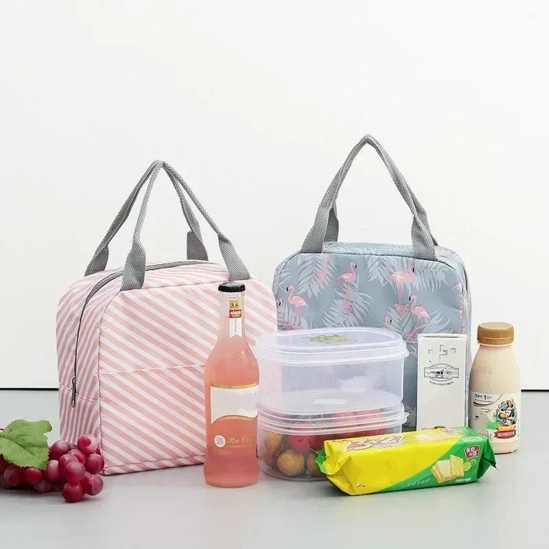 Fiambrera más fresca con patrón funcional, bolsa de almuerzo de lona con aislamiento portátil, bolsas térmicas para comida, Picnic, bolsas de almuerzo para mujeres y niños