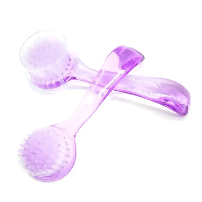 Nuevo cepillo de plástico para uñas, suave, elimina el polvo, maquillaje, cepillos de lavado, polvo de cabeza redonda, limpieza con tapa, pedicura