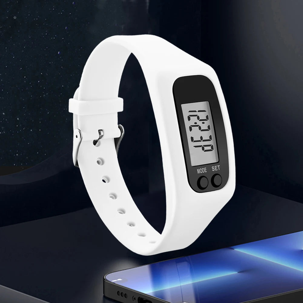 Pulsera con podómetro LED para adultos y niños, reloj de Fitness multifunción con pantalla de tiempo, contador de pasos, contador de calorías, 12/24H