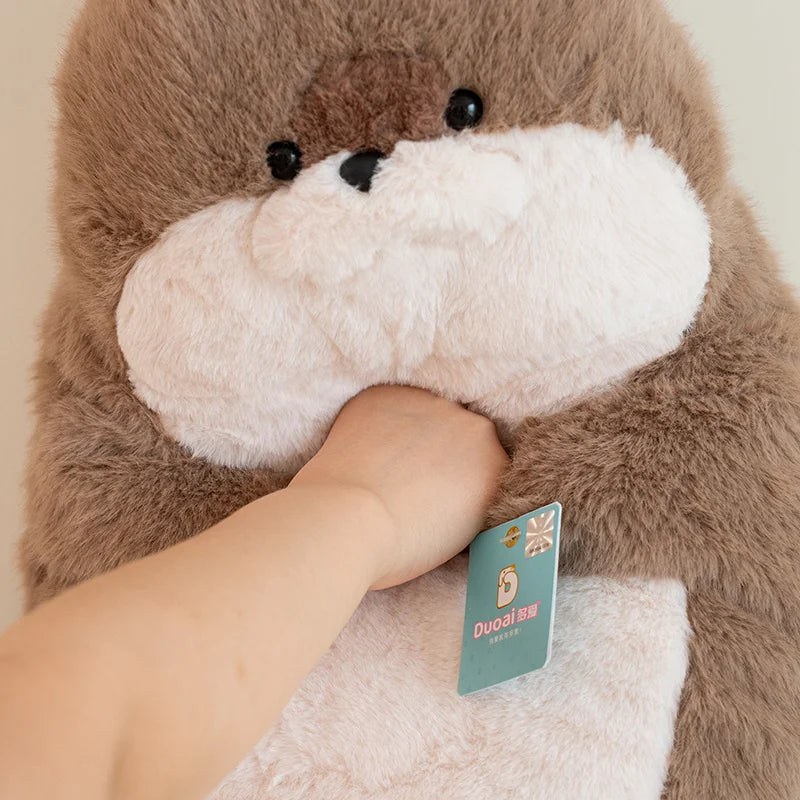 Sello de auriculares de dibujos animados de alta calidad, lontra marina, juguete de peluche, bola, cojín redondo, almohada para niños, regalo de cumpleaños, siesta escolar y sueño
