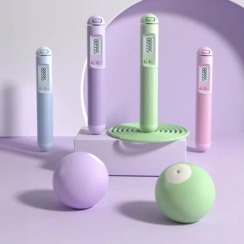 Cuerda para saltar Digital inteligente con función de conteo automático, diseño ponderado inalámbrico para entrenamiento cardio en interiores y exteriores, quema de grasa en casa