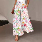 Pantalón largo de pierna ancha para mujer, Pantalón recto con estampado Floral, cintura elástica, ropa de calle Y2k, Capris Maxi elegante holgado de verano