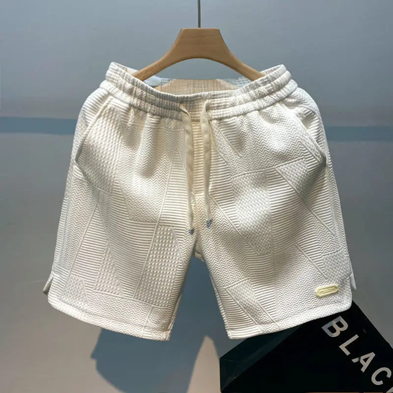 Pantalones cortos para correr de verano para hombre, pantalones cortos deportivos informales para correr, pantalones cortos deportivos con patrón de onda de Color sólido con cordón, pantalones cortos deportivos sueltos y s