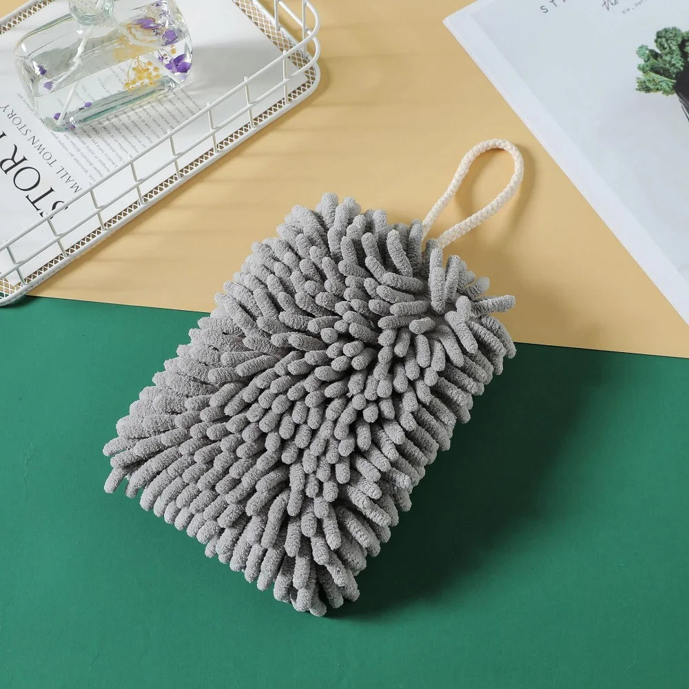 Paño de limpieza de chenilla de secado rápido superabsorbente, toalla de mano montada en la pared, suministros de cocina y baño