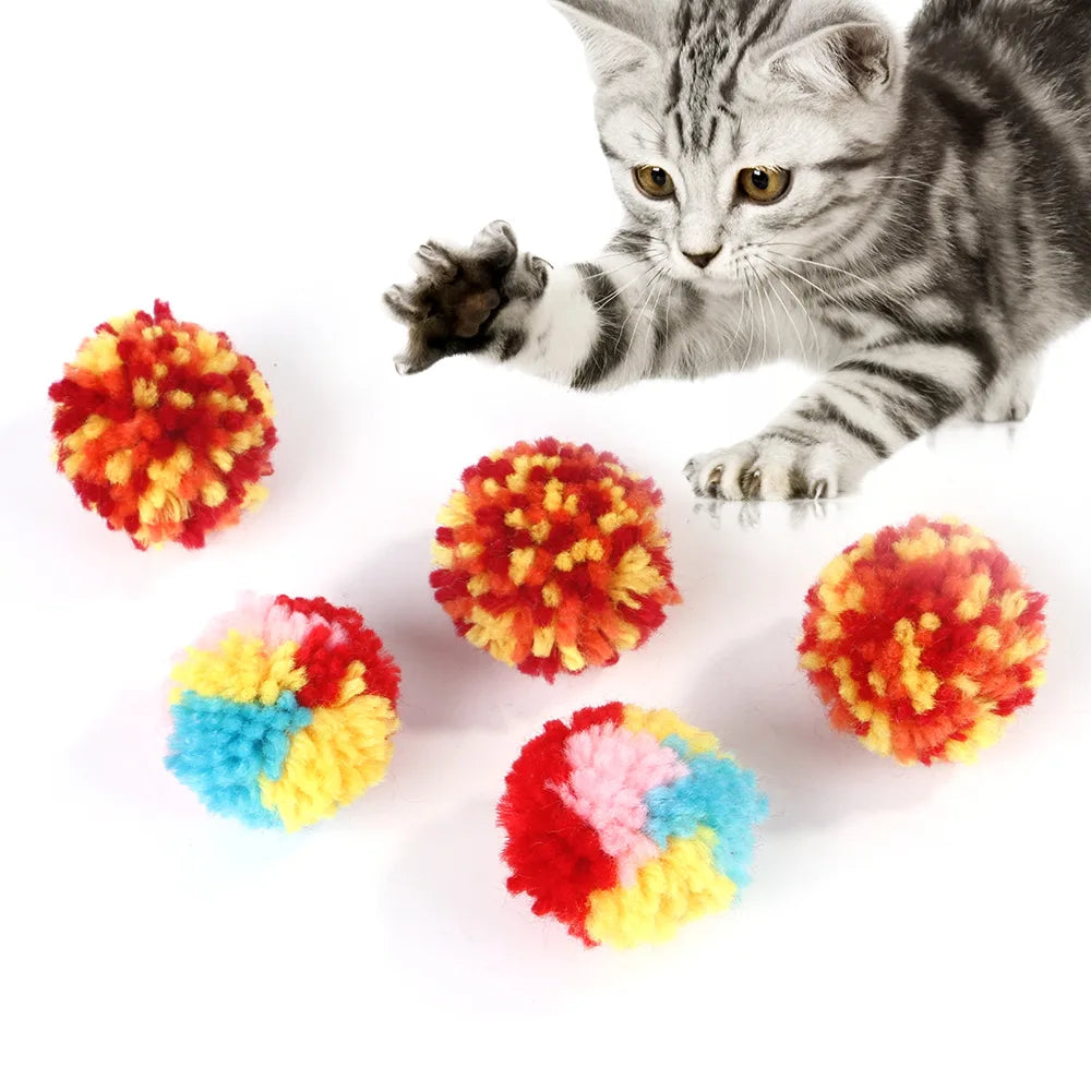 Divertidos juguetes para gatos, Bola de lana colorida, interactivo, alivio del aburrimiento, juguete para gatitos, persecución en interiores, pelotas de peluche, suministros para mascotas