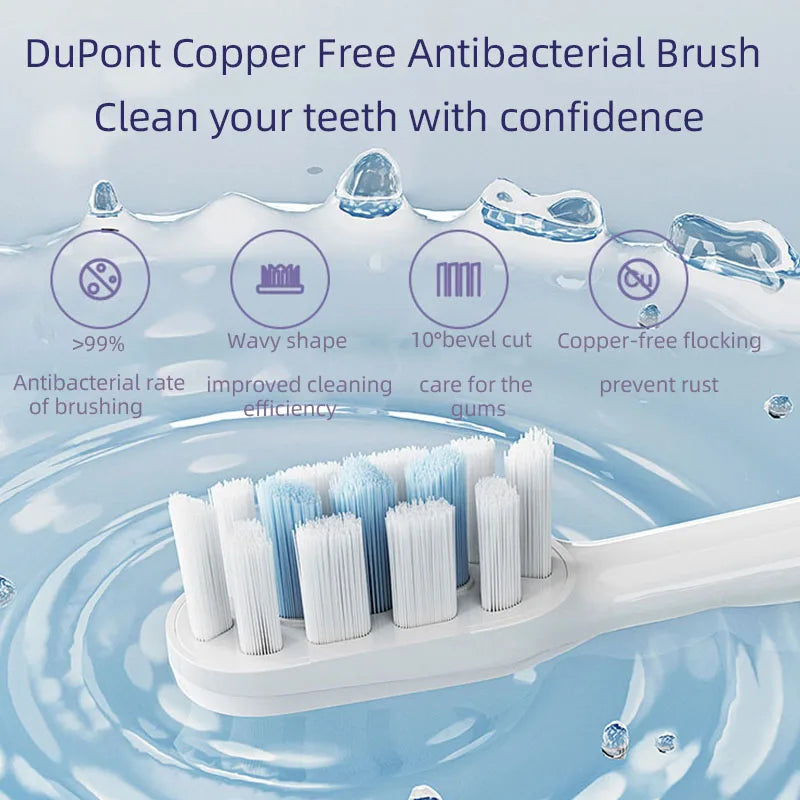 Juego de cepillos de dientes eléctricos sónicos Xiaomi MIJIA T302, 4 cabezales de cepillo, IPX8, resistente al agua, carga inalámbrica, cepillo de dientes electrónico