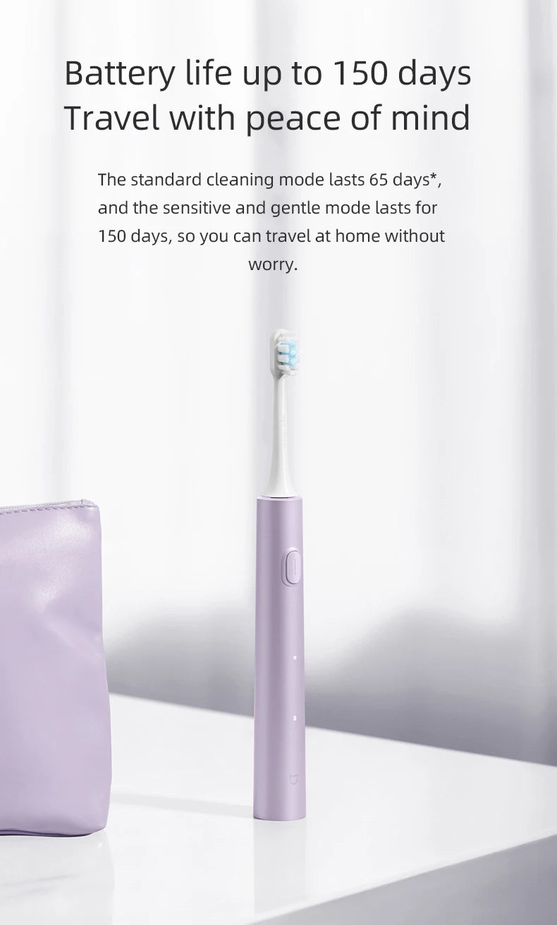 Juego de cepillos de dientes eléctricos sónicos Xiaomi MIJIA T302, 4 cabezales de cepillo, IPX8, resistente al agua, carga inalámbrica, cepillo de dientes electrónico