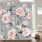 Cortinas de baño de flores, pájaros y plantas europeas, cortina de ducha impermeable, decoración de baño con impresión 3D con gancho, pantalla de baño
