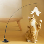 Palo Teaser con ventosa para gatos, campana de plumas resistente a las mordeduras, juguetes interactivos para gatos, cabeza de repuesto, suministros de energía para mascotas