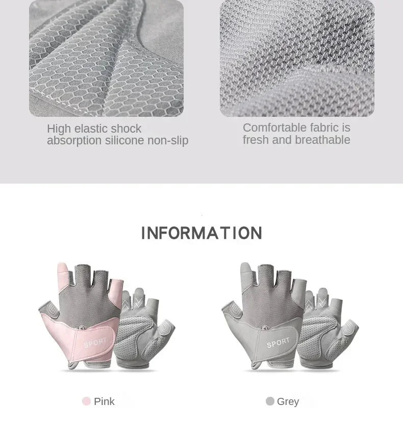 Guantes antideslizantes de medio dedo para entrenamiento de peso pesado para gimnasio, guantes de culturismo para hombres y mujeres, soporte para muñeca, deportes de levantamiento de pesas
