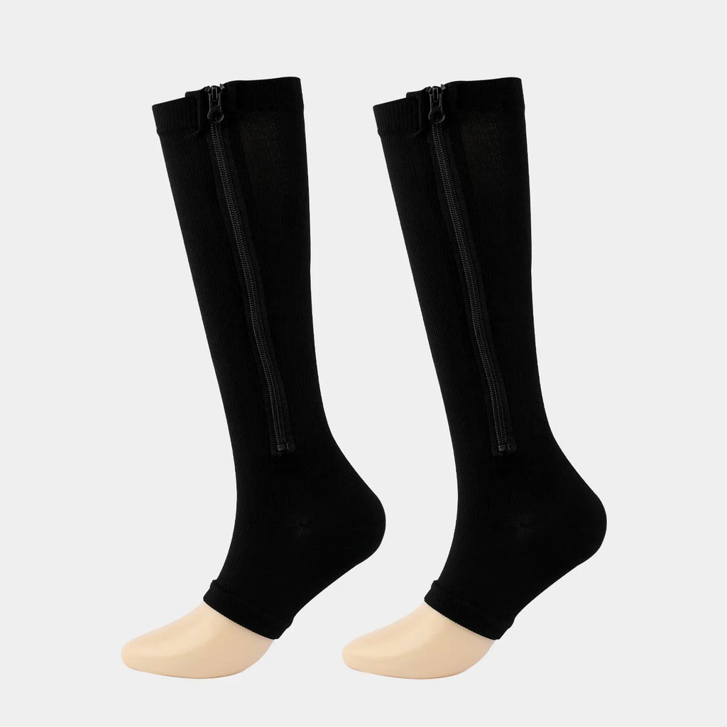 Calcetines deportivos médicos de compresión con cremallera, calcetines elásticos de venas para mujeres y hombres, calcetines largos de presión de alta elasticidad para ciclismo, soporte para piernas