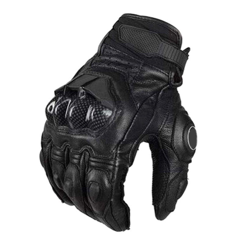 Guantes de moto de cuero PU para hombre, protectores de dedos completos a prueba de viento e impermeables, para montar en moto