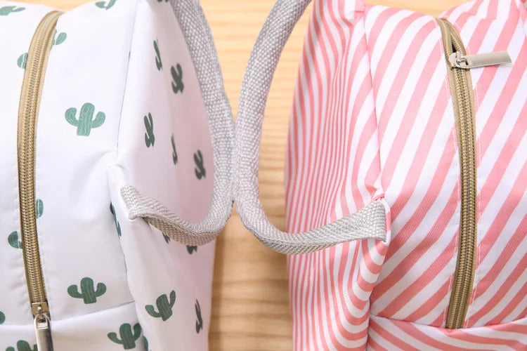 Fiambrera más fresca con patrón funcional, bolsa de almuerzo de lona con aislamiento portátil, bolsas térmicas para comida, Picnic, bolsas de almuerzo para mujeres y niños