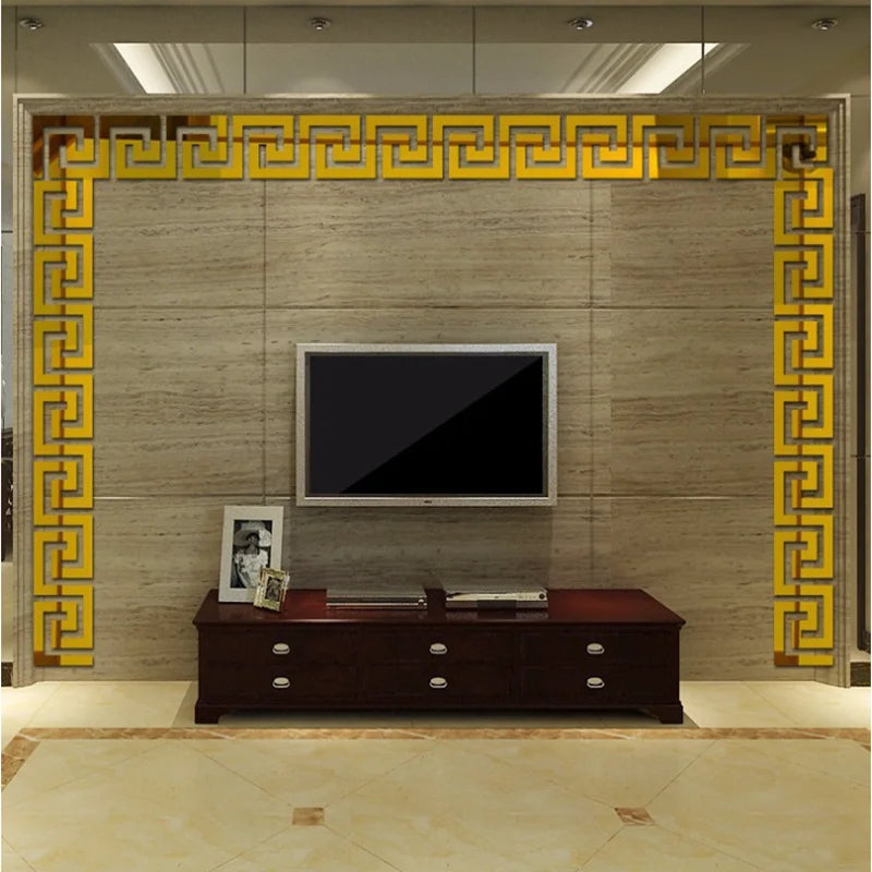 Nuevo 10 Uds. Adhesivo de espejo acrílico con borde de edificio, arte de pared, decoración DIY para el hogar, pegatinas de pared de espejo, decoración para el hogar y la Oficina, 100x100mm